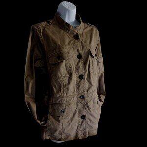 Sonoma Safari Jacket Utilitarian Military Boxy Tan Urban Nomad Womens XL